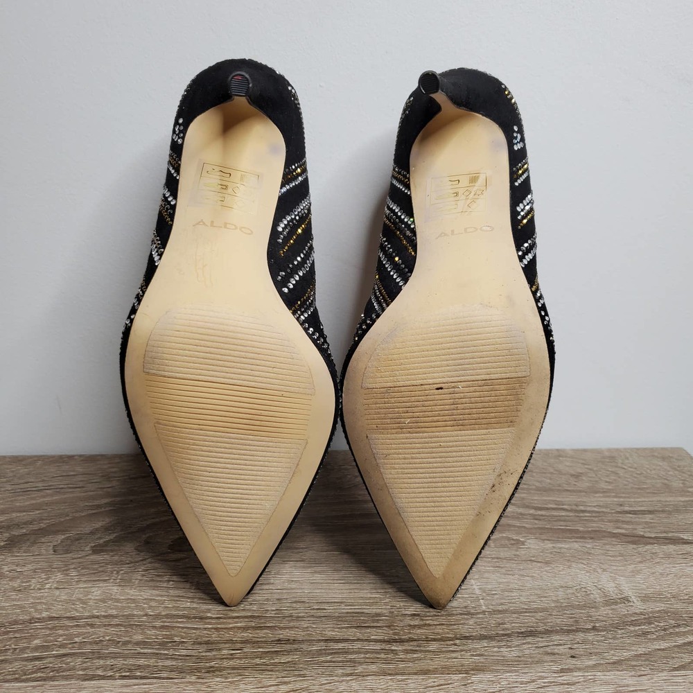 ALDO • Black Lardonna Bedazzled Slip On Stiletto Heels Sz 9 - Picture 9 of 10